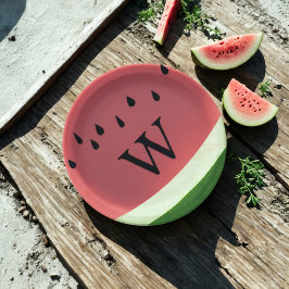 Moderne Watermelon Mit Monogramm Paper Teller