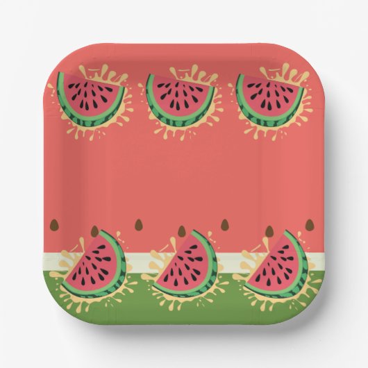 Moderne Watermelon Splash Baby Dusche Pappteller (Vorderseite)