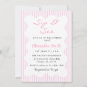 Moderne Wave Sip & See Baby Girl Dusche Einladung (Vorderseite)