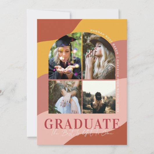 Moderne Waves | Einfache Arted Abschluss 4 Foto Ankündigung (Vorderseite)