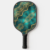 Moderne Waves Türkis Aquamarin Blau Personalisiert Pickleball Schläger (Rückseite)