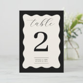 Moderne Wavy Black und Creme Tischnummer (Stehend Vorderseite)