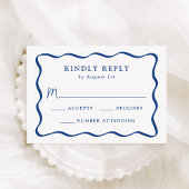 Moderne Wavy Blue Frame Wedding RSVP Karte