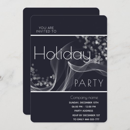 Moderne wavy Bokee Corporate Holiday Party Einladung (Vorne/Hinten)
