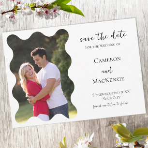 Moderne Wavy Foto Hochzeit retten das Datum der Ei Save The Date