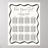 Moderne Wavy Frame Cream Wedding Seating Chart Poster (Vorne)