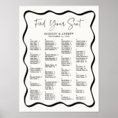 Moderne Wavy Frame Creme Alphabetisierungsdiagramm Poster (Vorne)