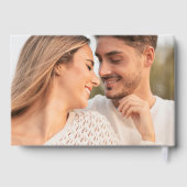 Moderne Wavy Frame Foto Hochzeit Gästebuch (Rückseite)