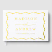 Moderne Wavy Frame Foto Hochzeit Gästebuch (Vorderseite)