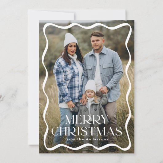 Moderne Wavy Frame Frohe Weihnachten 3 Foto (Vorderseite)
