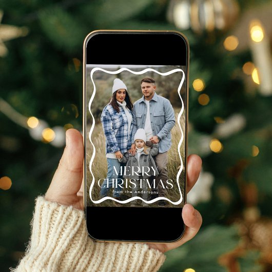 Moderne Wavy Frame Frohe Weihnachten 3 Foto