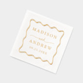 Moderne Wavy Frame Personalisierte Hochzeit Servietten Mit Folie (Links)