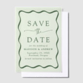 Moderne Wavy Green Frame Wedding Save the Date Pergament Einladungen (Versetzt)