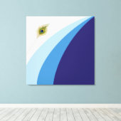 Moderne Wavy Lines in Blue Shades & Peacock Feathe Leinwanddruck (Insitu (Holzboden))