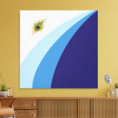 Moderne Wavy Lines in Blue Shades & Peacock Feathe Leinwanddruck (Insitu (Wohnzimmer))