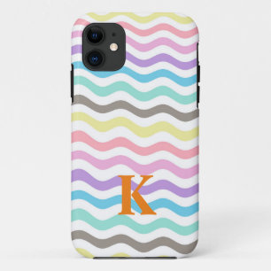 Moderne Wavy Lines   Monogramm Pastelwaves Case-Mate iPhone Hülle