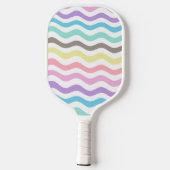 Moderne Wavy Lines | Monogramm Pastelwaves Pickleball Schläger (Rückseite)