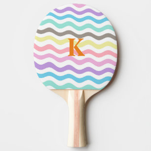 Moderne Wavy Lines Monogramm Pastelwaves Tischtennis Schläger