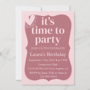 Moderne Wavy Rose Gold & Blush Pink Geburtstag Einladung