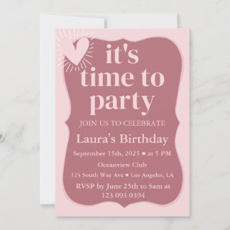 Moderne Wavy Rose Gold & Blush Pink Geburtstag Einladung