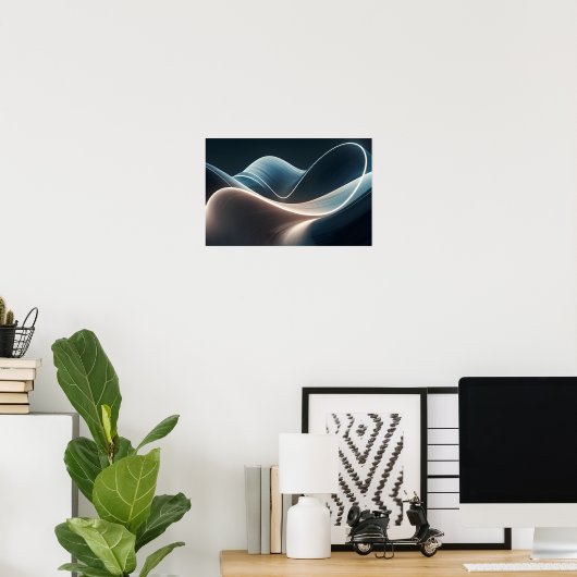 Moderne Wavy Shape Seaform mit Licht Poster (Heimbüro)