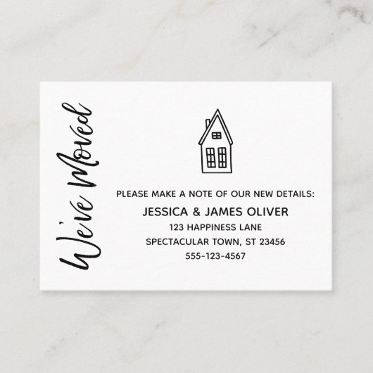 Moderne "We ve Moved" Karte mit Zeichnend Kleinem (Vorderseite)
