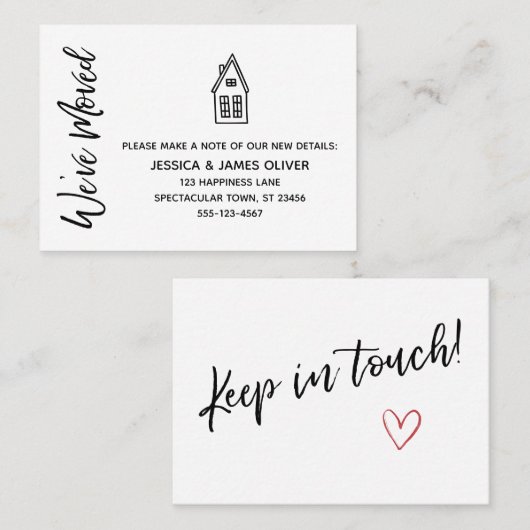 Moderne "We ve Moved" Karte mit Zeichnend Kleinem  (Vorne/Hinten)