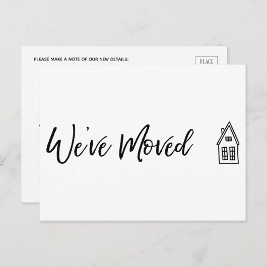 Moderne "We ve Moved" Karte mit Zeichnend Kleinem (Vorne/Hinten)