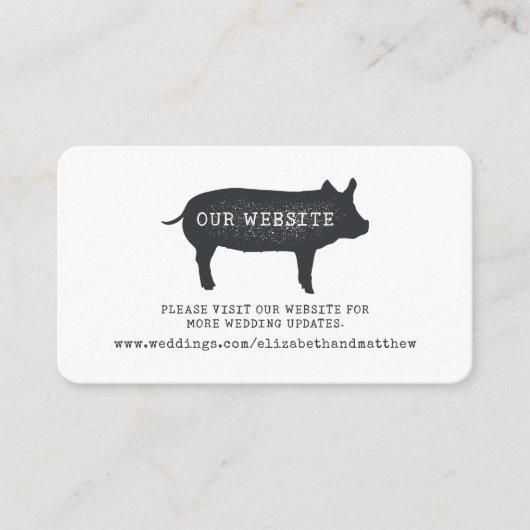 Moderne Webseite für Hochzeiten auf rustikalem Lan Begleitkarte (Vorderseite)