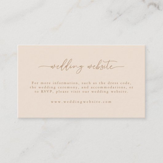 Moderne Website für Beige-Script-Hochzeiten Begleitkarte (Vorderseite)