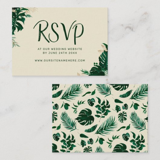 Moderne Website für tropische Hochzeiten Begleitkarte (Vorne/Hinten)