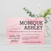 MODERNE WEDD einfache minimale rosa Wasserfarbe Einladung (Stehend Vorderseite)