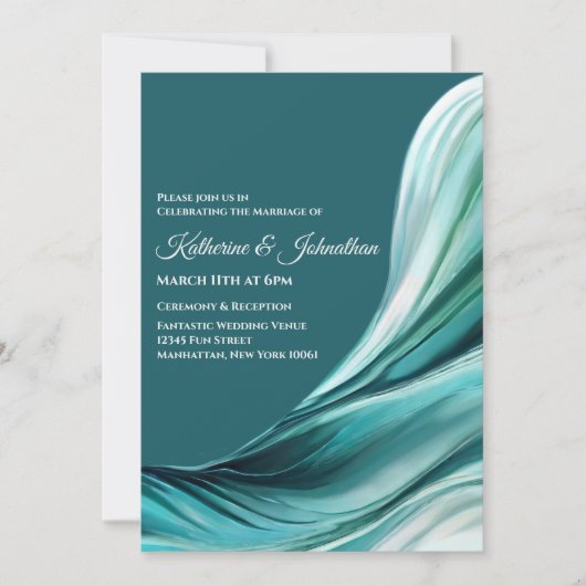 Moderne Wedding-Emerald Green- Einladung (Vorderseite)