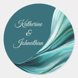 Moderne Wedding-Emerald Green- Runder Aufkleber