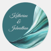 Moderne Wedding-Emerald Green- Runder Aufkleber (Vorderseite)