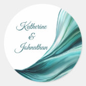 Moderne Wedding-Emerald Green- Runder Aufkleber (Vorderseite)