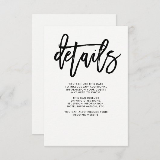 Moderne Wedding Gast-Sonderkommandos des Skript-| Begleitkarte (Vorne/Hinten)