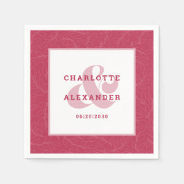 Moderne Wedding Magenta Red Trendy Bride & Groom Serviette