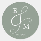 Moderne Wedding Monogram Elegant Ampersand Runder Aufkleber (Vorderseite)