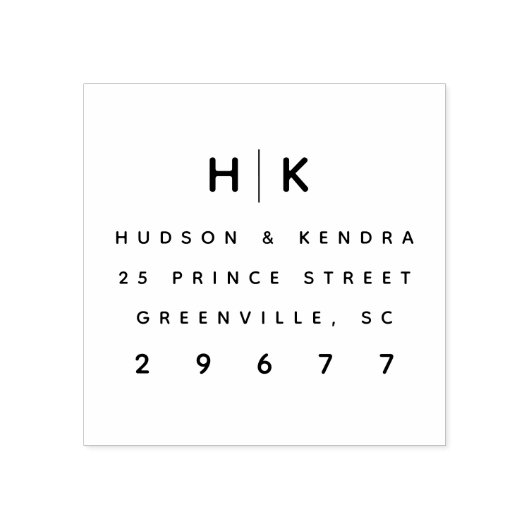 Moderne Wedding Monogram Rücksendeadresse Gummistempel (Prägung)