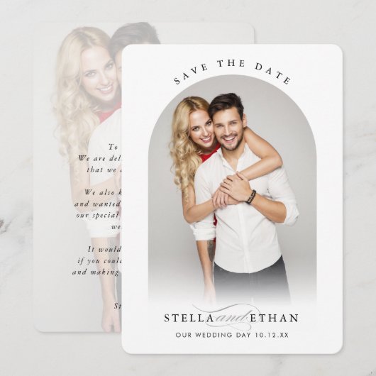 MODERNE WEDING-Foto-Kalligraphie Einladung (Vorne/Hinten)