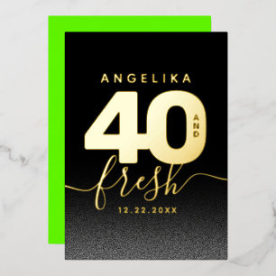 Moderne, weibliche, helle grüne 40 und frisch folieneinladung