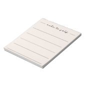 Moderne weiche beige Schrift liniiert Notizblock (Rotiert)