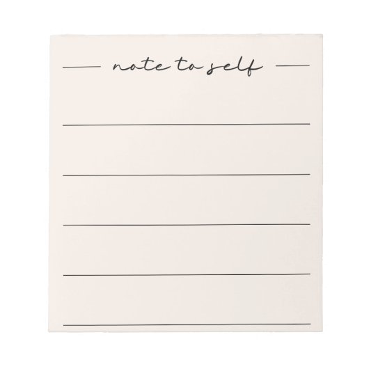 Moderne weiche beige Schrift liniiert Notizblock (Vorderseite)