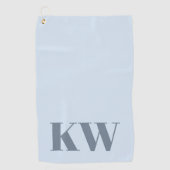 Moderne weiche blaue Monogramm-Initialen personali Golfhandtuch (Vorderseite)