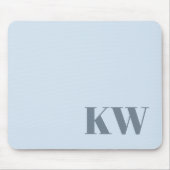 Moderne weiche blaue Monogramm-Initialen personali Mousepad (Vorne)