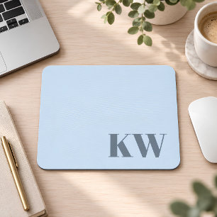 Moderne weiche blaue Monogramm-Initialen personali Mousepad