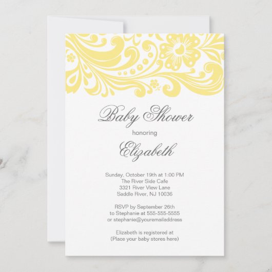 Moderne, weiche, gelbe Blütenschnecke Einladung (Vorderseite)