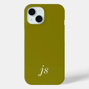 Moderne weiche olivgrüne Monogramm-Name Case-Mate iPhone Hülle