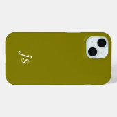 Moderne weiche olivgrüne Monogramm-Name Case-Mate iPhone Hülle (Rückseite (Horizontal))